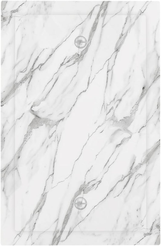 Decorative Light Switch Cover Plate Modern Grey Marble Texture 1 Gang No Device Single Blank Outlet Covers Wall Plates for Electrical Outlets Faceplate for Bedroom Kitchen Home Decor