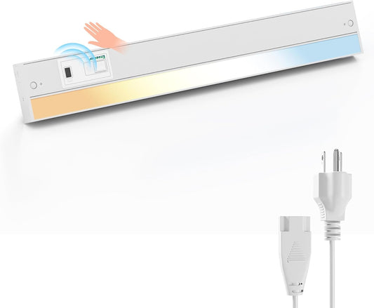 Ensenior 18 Inch Hand Wave LED Under Cabinet Lighting Plug in or Hardwired with Dimmable 5CCT CRI 90+ 2.4G Wireless Sync, Under Counter Lights with for Kitchen, 120V, 10W 650LM