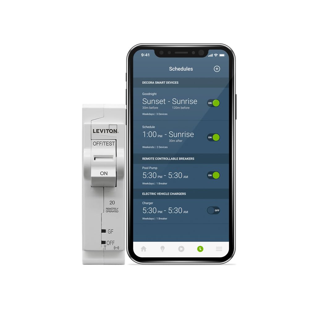 Leviton 2nd Gen Smart Circuit Breaker with Remote Control, GFCI, 1-Pole 20 Amp, 120-Volt, 10kA Interrupt Rating, LB120-GST