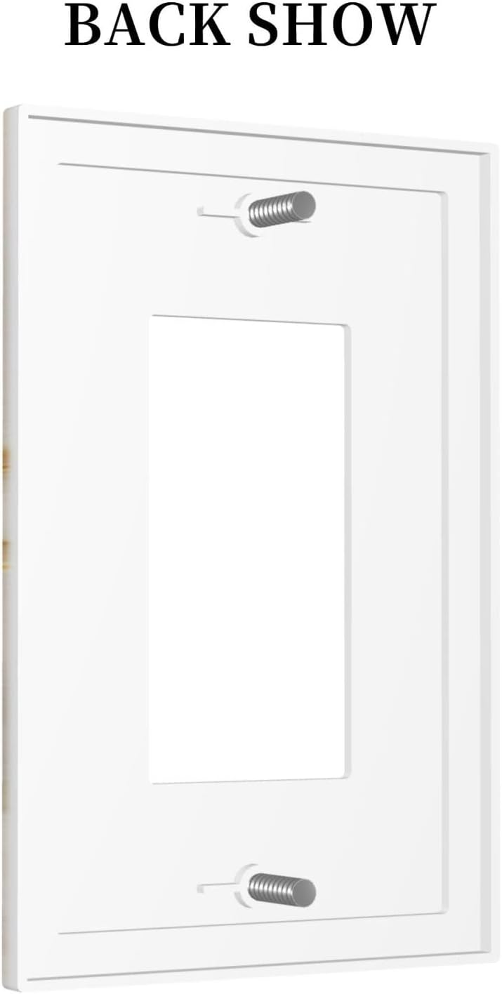 Gold Marble Crack Simple Abstract Print Decorative Outlet Covers 1 Gang Single Rocker Light Switch Cover Plate Wall Plates GFCI Faceplate for Bathroom Kitchen Home Decor