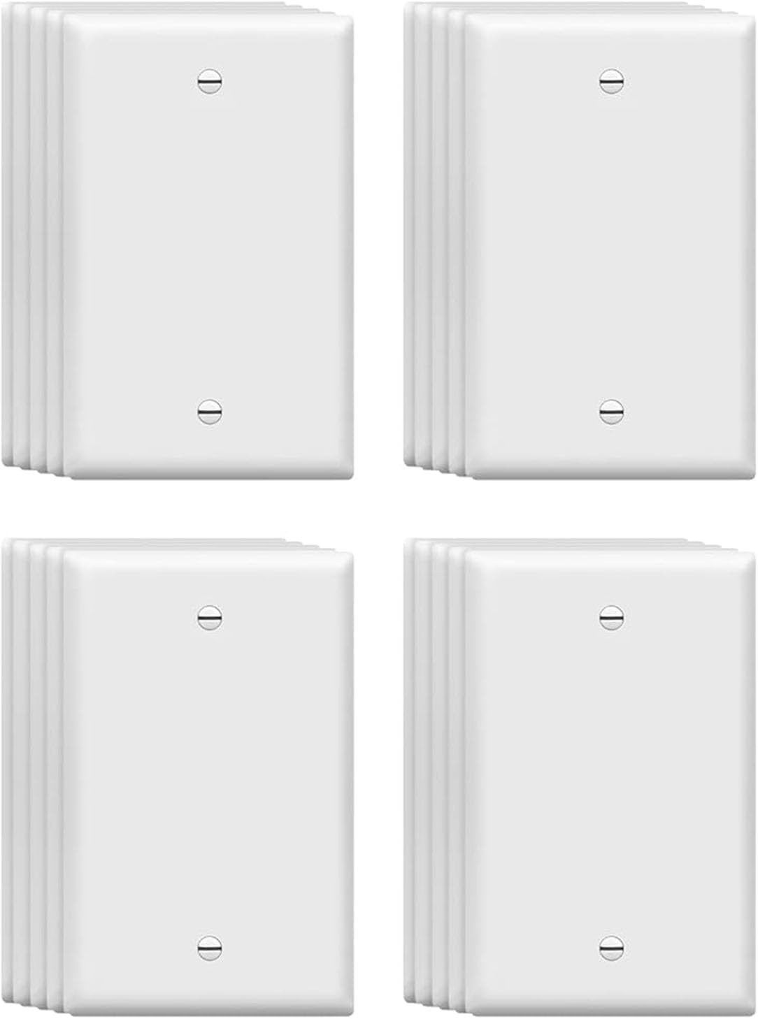 Mid-Size Blank Wall Plates 1-Gang 4.89" x 3.12" blank Switch Outlet Electrical Cover Plate Unbreakable Thermoplastic Faceplate for Light Receptacle Outlet Switch, White (20 Pack)