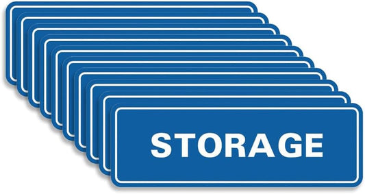 Standard STORAGE Door/Wall Sign - Blue - Medium (10 Pack)