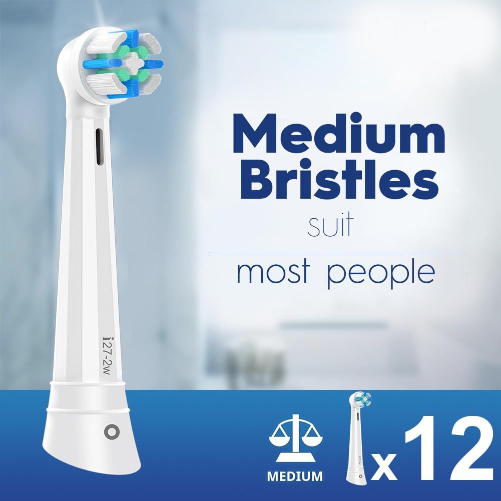 12 Pack Smart Cleaning IO Replacement Heads Compatible with Oral B iO 2 3 4 5 6 7 8 9 10 Series Electric Toothbrush, Brush Heads Compatible with Oral B iO Electric Handles, White