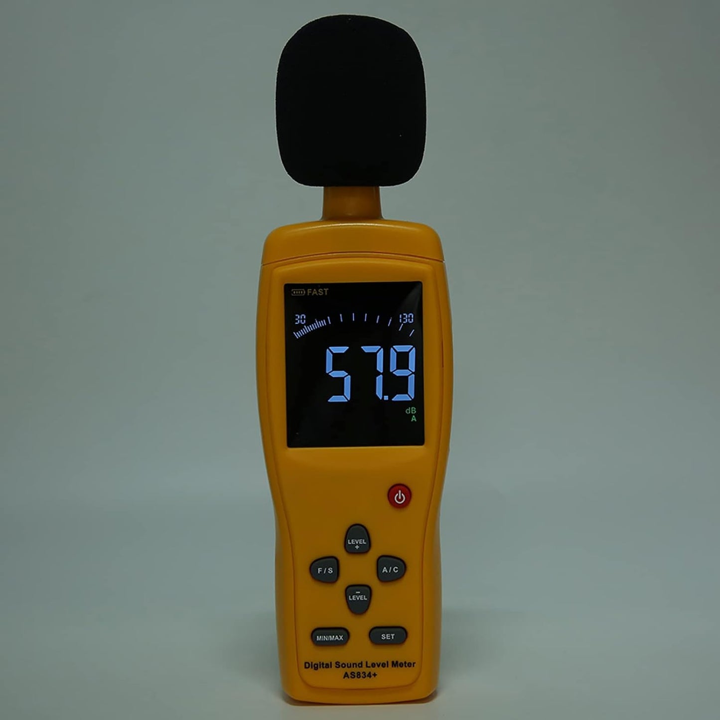 Smart Sensor AS834+ Decibel Meter Sound Level Meter Noise Detector with Large LCD Color Screen 30-130dB Range for Home Office Industrial Use