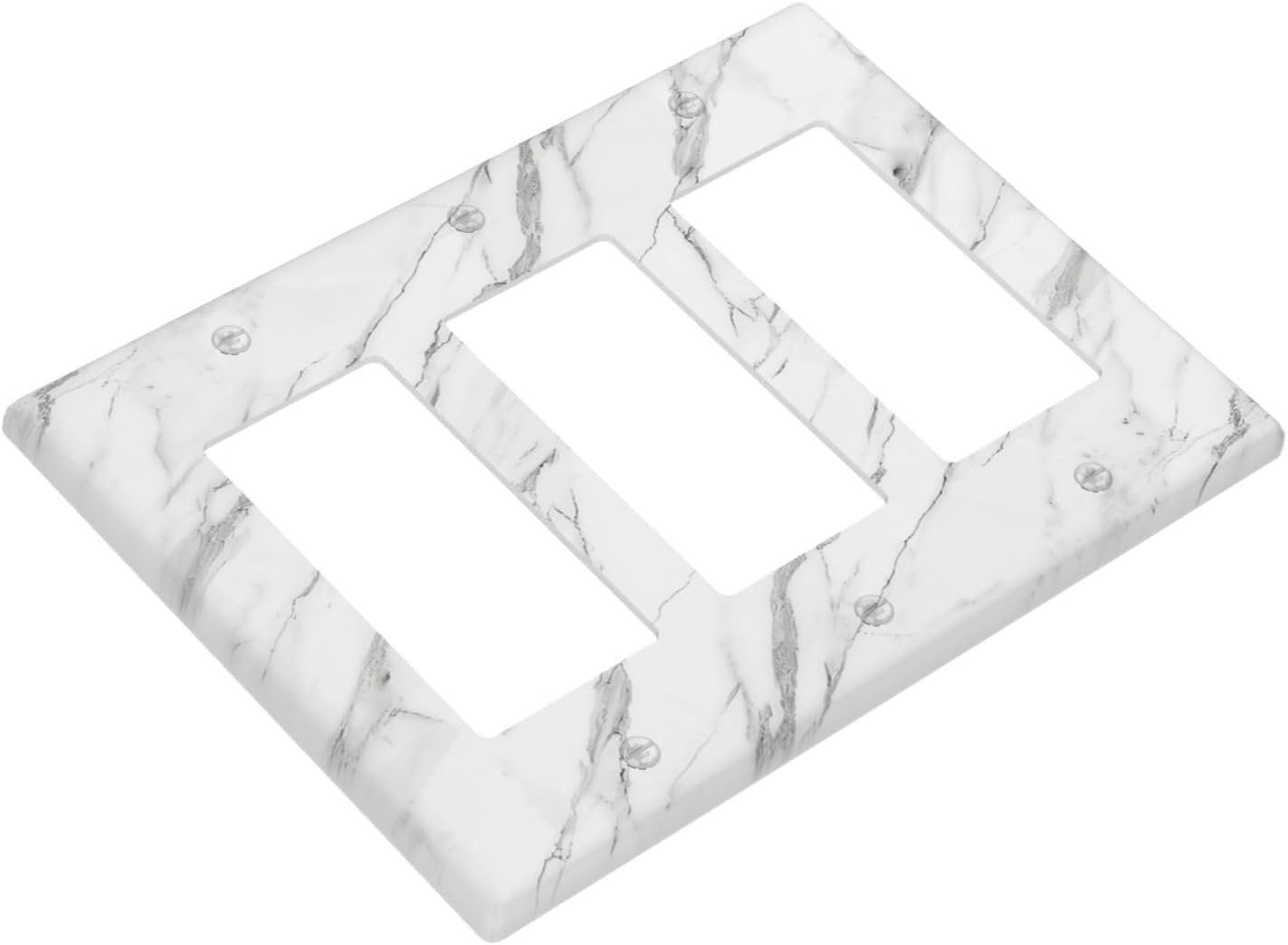 Decorative Outlet Covers Modern Grey Marble Texture 3 Gang Light Switch Cover Plate Triple Rocker Wall Plates for Electrical Outlets Switch Plate Covers for Bedroom Kitchen Home Decor