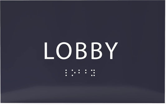 6" X4" Lobby Sign - Tactile Graphics Grade 2 Braille Text Reception Area Sign| Utility ADA Compliant Wall Mount Plastic Signs For Hospital, Offices, Businesses & Apartments