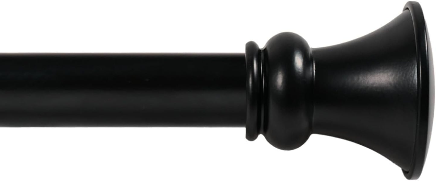 Deco Window Adjustable Curtain Rod for Windows 44 to 120 Inch (Pack of 1) Extendable Heavy Duty 1 Inch Iron Drapery Pole with Finials Wall Mounted French Door Curtain Rods (Black)