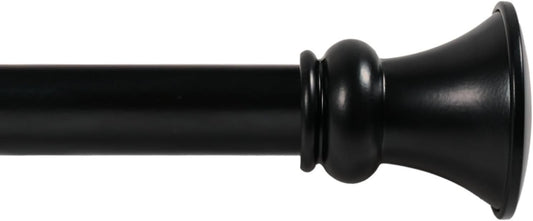 Deco Window Adjustable Curtain Rod for Windows 18 to 44 Inch (Pack of 1) Extendable Heavy Duty 1 Inch Iron Drapery Pole with Finials Wall Mounted French Door Curtain Rods (Black)
