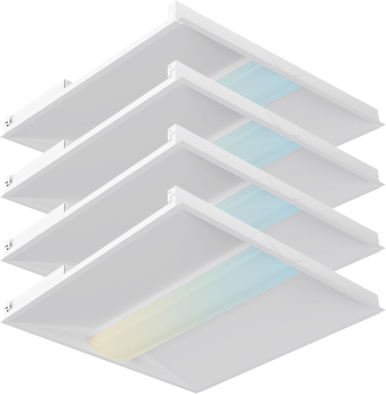 2x2 LED Troffer Light,20/W/25W/30W/35W/40W & 3000K/3500K/4000K/5000K Selectable,5200lm 0-10V Dimmable,ETL DLC Listed,100-277V,for Office & Warehouse 4 Pack