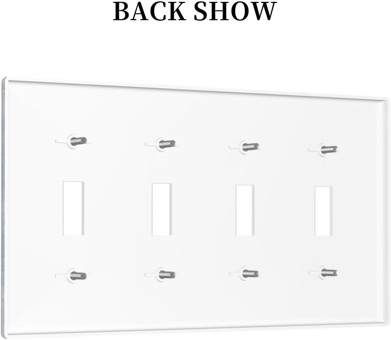 Decorative Light Switch Cover Plate Rustic Blue White Daisy Ink Flower 4 Gang Wall Plates for Electrical Outlets Quad Toggle Switch Plate Covers Outlet Covers Faceplate for Bedroom Home Decor