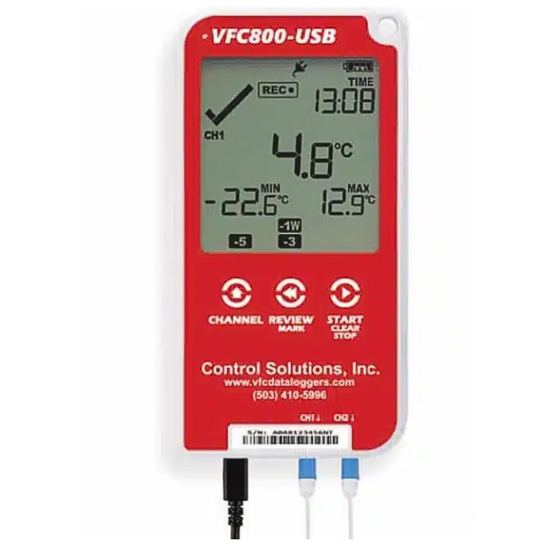 Generic Control Solutions VFC800-USB Temperature Data Logger with 10 Ft Dual Smart Probe