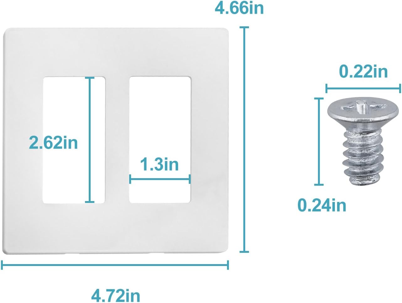 2-Gang Decora Screwless Wall Plate 80309-SW,Child Safe Outlet Cover 80309-SW,Screw Smooth Face Switch Plates Screwless Wall Plate 2-Gang Receptacle Outlet Cover 2 Pack