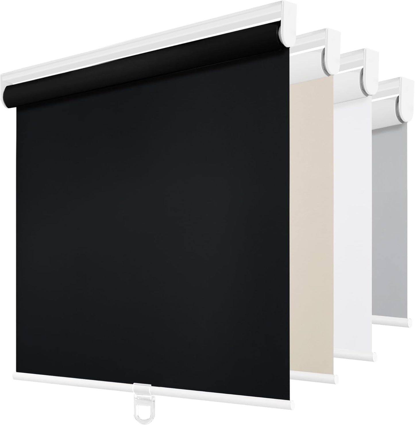 ChrisDowa Cordless Blackout Roller Shades for Windows, Thermal Insulated UV Protection Pull Down Shades, Total Blackout Window Blinds for Home, Office, Bedroom, Door (44" W x 72" H, Black)