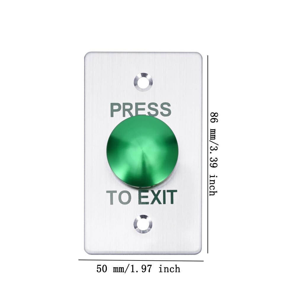 Push to Exit Button，12V DC Push to Exit Switch with LED Light, IP67 Waterproof,NC/NO/COM Outputs, Surface Mount Request-to-Exit Device for Access Control Systems (86X50-C)