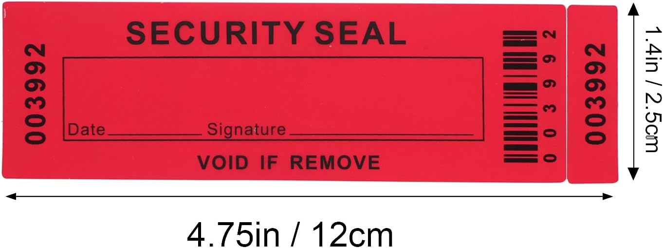 Security Warranty Void Stickers 100% Total Transfer Tamper Evident Proof Labels Triple Serial Numbers Seal Sticker Large 35x120 mm(50PCS,red)