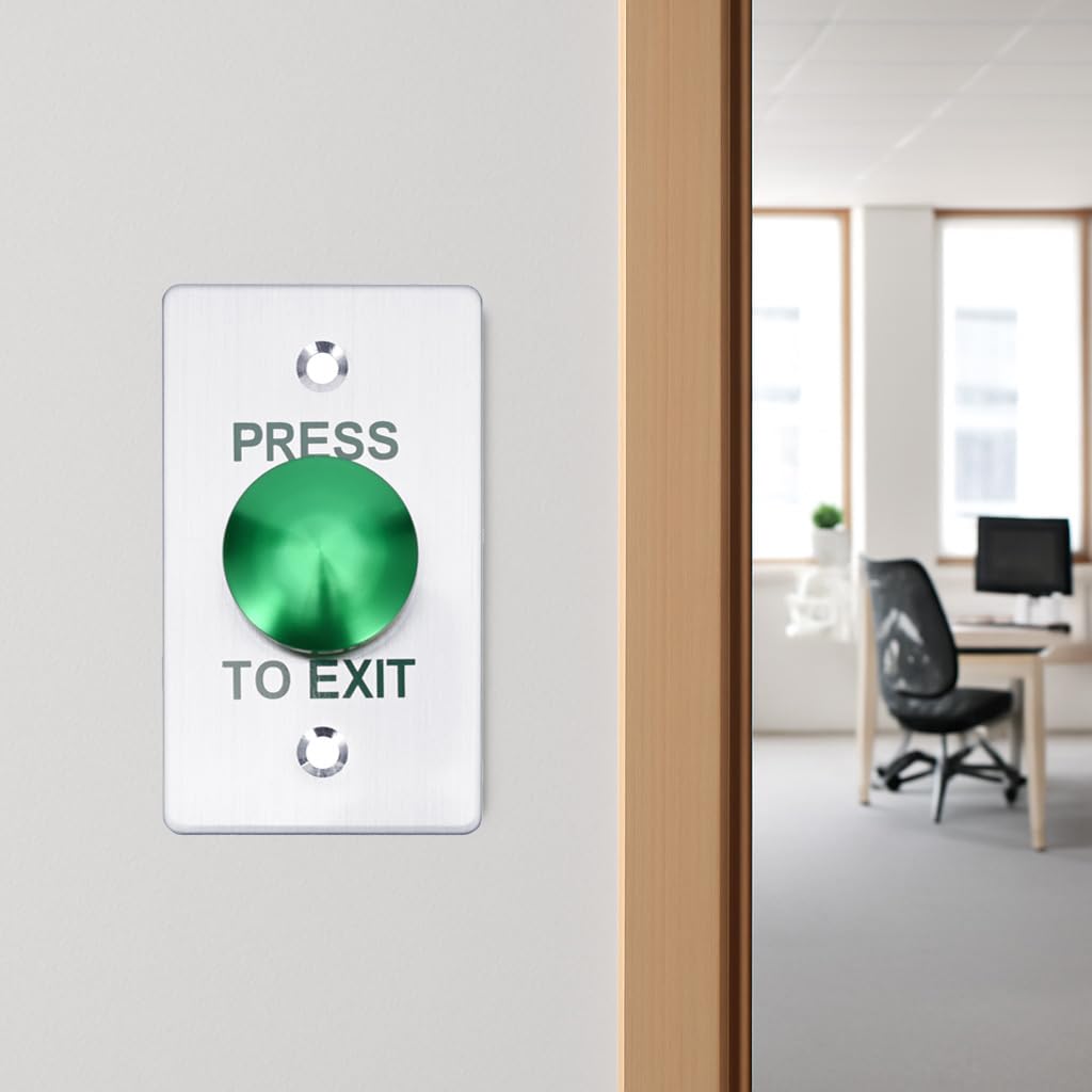 Push to Exit Button，12V DC Push to Exit Switch with LED Light, IP67 Waterproof,NC/NO/COM Outputs, Surface Mount Request-to-Exit Device for Access Control Systems (86X50-C)