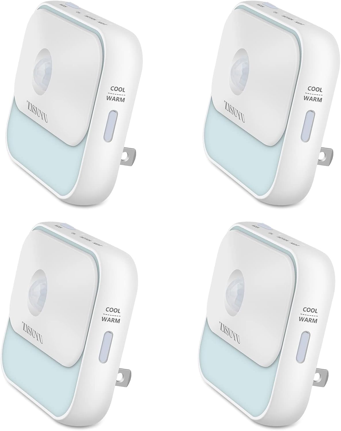 ZISUYU Motion Sensor Night Light Plug in with 3 Modes,Dual Colors,Dimmable,UL-Certified,Dusk to Dawn Sensor Nightlight Plug into Wall Ideal for Home Bathroom Kitchen Hallway Stair Toilet 4 Pack