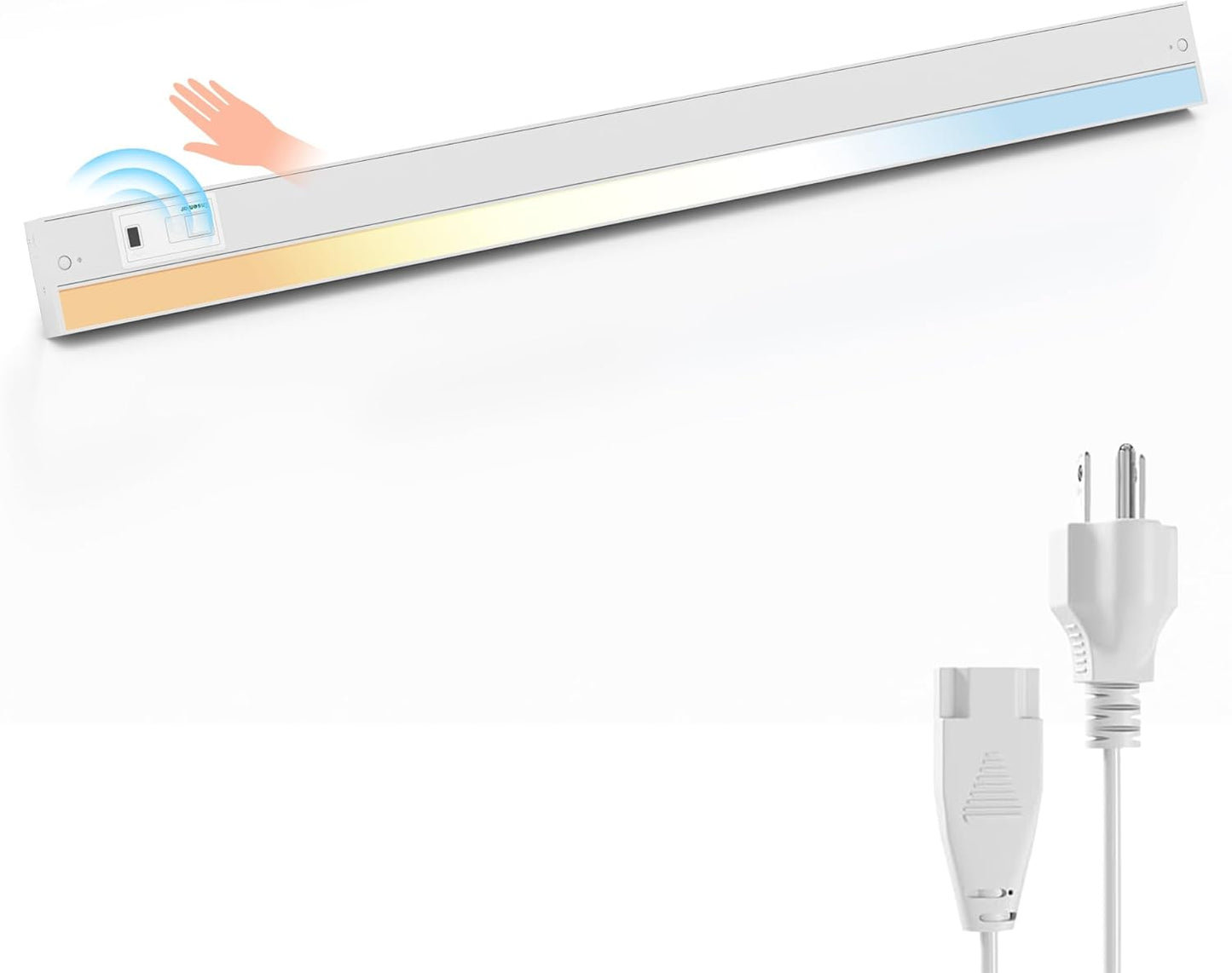 Ensenior 32 Inch Hand Wave LED Under Cabinet Lighting Plug in or Hardwired with Dimmable 5CCT CRI 90+ 2.4G Wireless Sync, Under Counter Lights with for Kitchen, 120V, 18W 1100LM