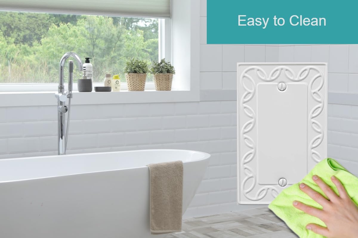 Single Blank Light Switch Cover NovaBloom Metal Wall Plate, 4-Pack White 1 Gang, Light Switch Cover Outlet Cover Decorative Wallplate, Durable