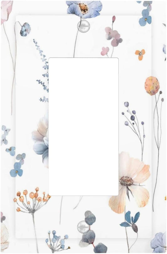Wildflowers Plant Leaves Floral Berry Decorative Outlet Covers 1 Gang Single Rocker Light Switch Cover Plate Wall Plates GFCI Faceplate for Bed Room Living Room Decor