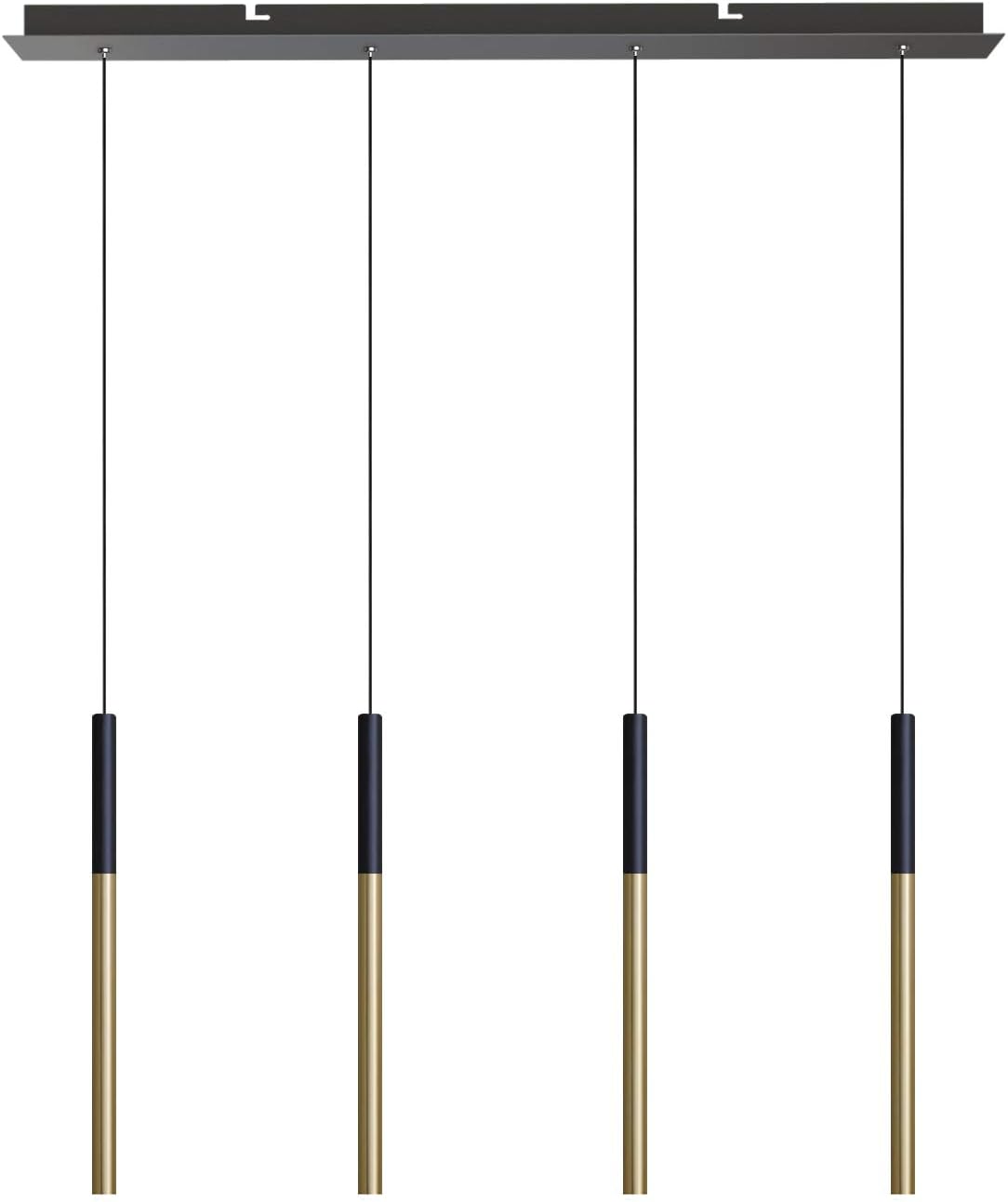 ALTAIR 4 Mini Pendant Lighting Black-Brass - LED Hanging Light Fixture for Kitchen Island, Bar, Foyer - Cluster Pendants - Dimmable, Adjustable Wire, Lamp Bulb Included
