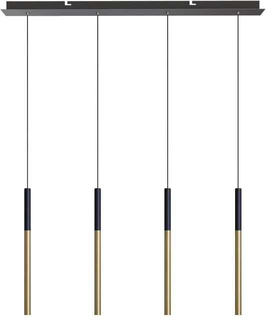 ALTAIR 4 Mini Pendant Lighting Black-Brass - LED Hanging Light Fixture for Kitchen Island, Bar, Foyer - Cluster Pendants - Dimmable, Adjustable Wire, Lamp Bulb Included