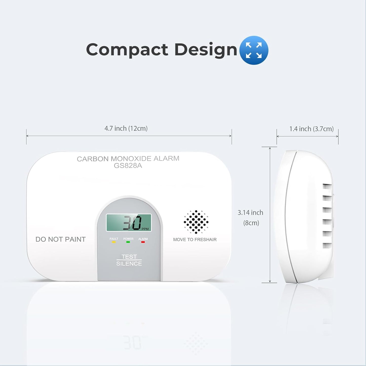 Siterwell Carbon Monoxide Detectors, 10 Year Product Life Portable Carbon Monoxide Detector with LCD Digital Display and Sound Warning, ETL Listed, Travel Carbon Monoxide Detector for Home, 2-Pack