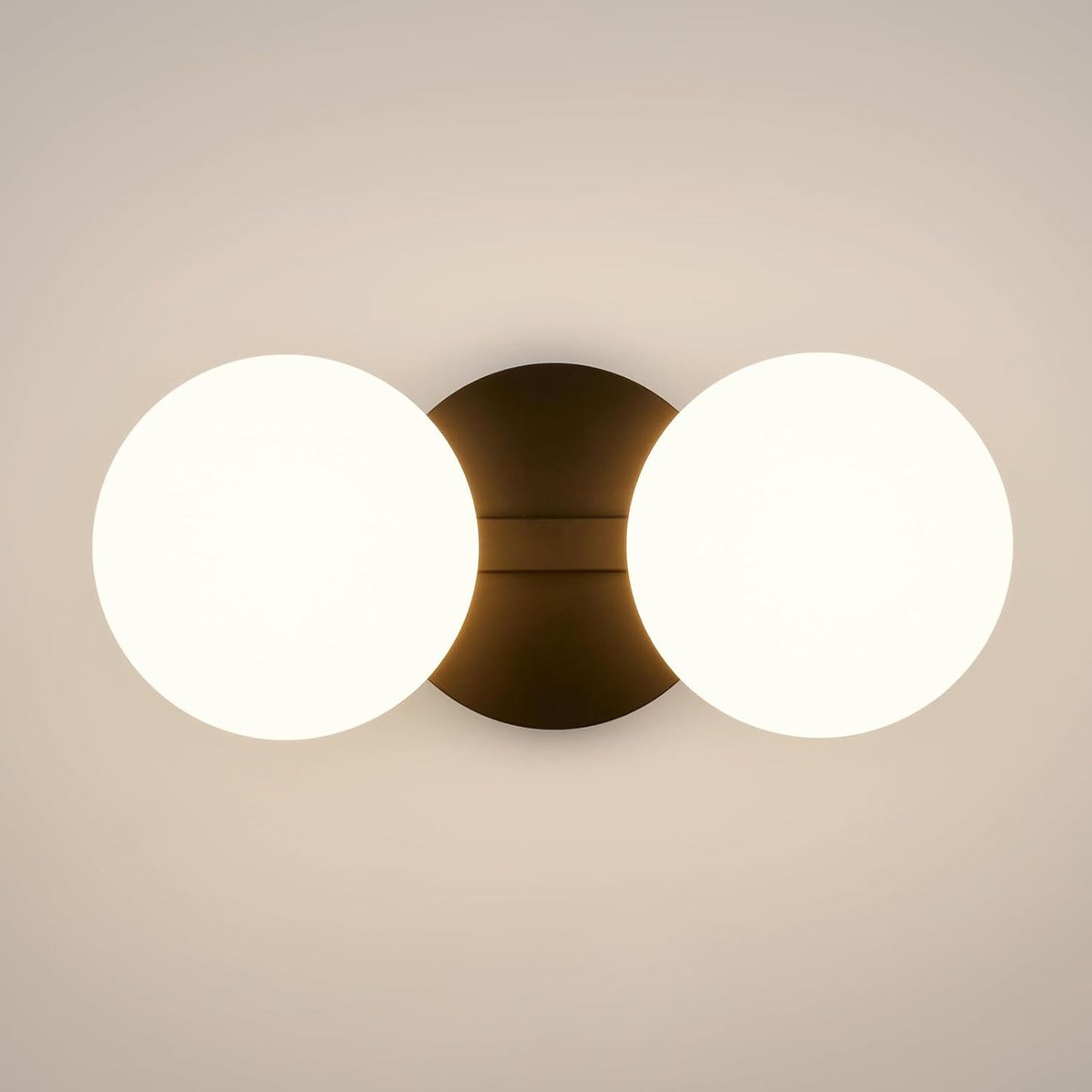 Black Bathroom Vanity Light Fixtures: Modern Wall Scones With 2 Milk Glass Shades - Globe Makeup Lighting Fixture over Mirror - Brass Ball Powder Room Vanities Lights for Hallway Bedroom Bulb Excluded