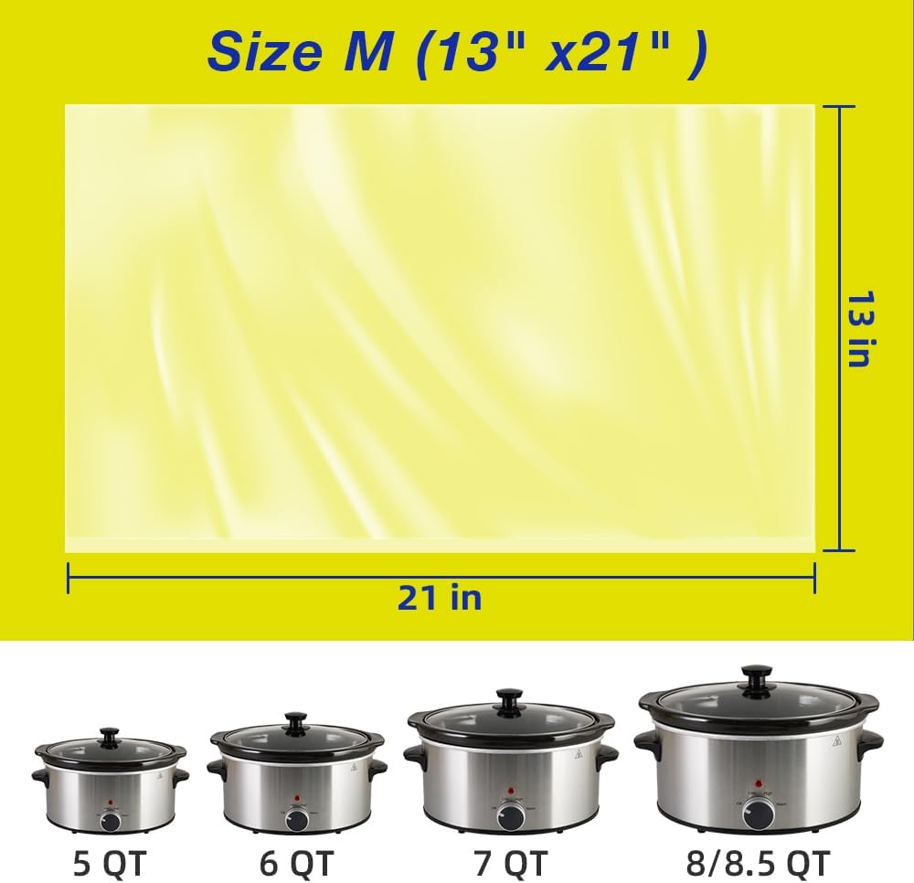 Slow Cooker Liners,3-8 Quart Cooking Bags Large Size 13"x 21", Disposable Slow Cooker Bags Oval For Crock Pot 20PCS