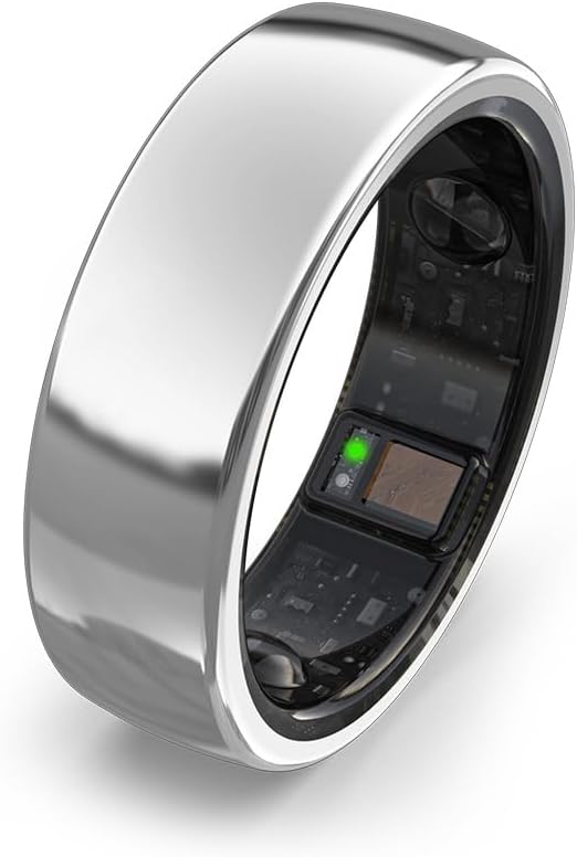 aabo aaboRing Smart Ring, Men, Women, Track Heart Rate, Fitness, Activity, Sleep Stress Monitoring, Step Count, Up to 7 Days of Battery Life, Titanium, No App Subscription, Silver 12