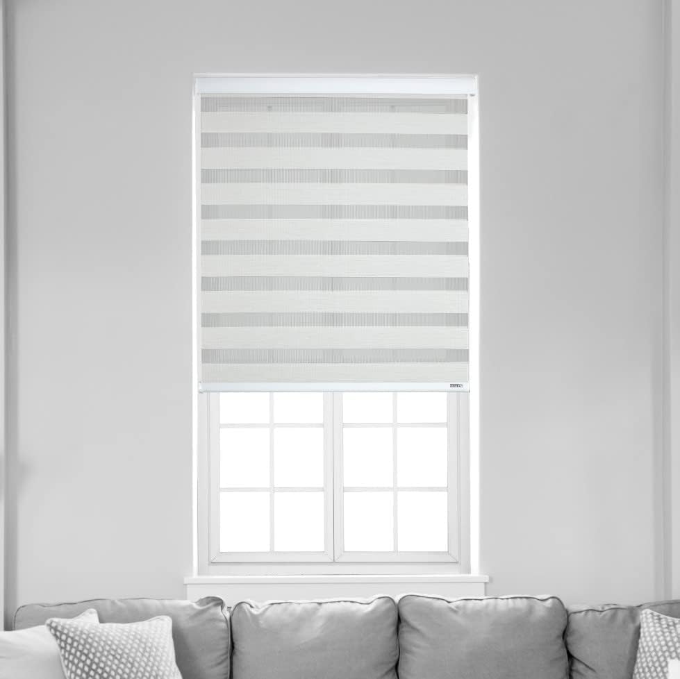Shadesu Cordless Zebra Blinds for Windows, Dual Layer Free-Stop Zebra Shades, Light Control for Day and Night, Sheer Blinds for Indoor Windows, Bedroom, Kitchen Custom Made