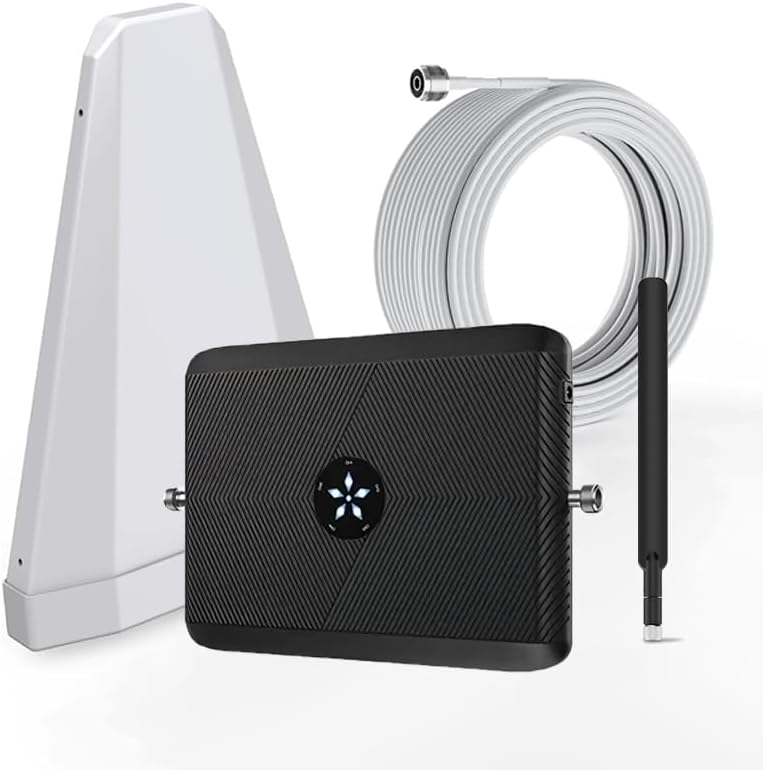 Cell Phone Booster for Home Office | Up to 2500 Sq Ft | Cell Phone Signal Booster Boosts 5G, 4G LTE for All U.S. Carriers—Verizon, AT&T, T-Mobile&More | App Support | FCC Approved