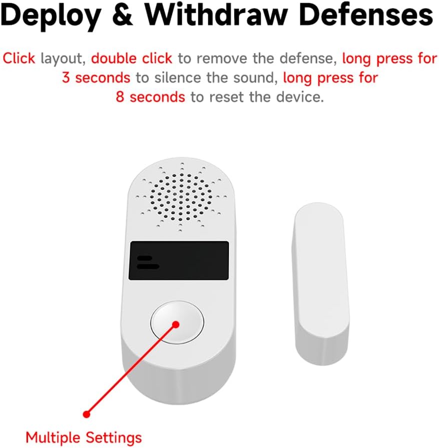 Tuya Door&Window Alarm, 130dB Door and Window Sensor for Home Security/Kid Safety/Pool Safety, 2.4GWifi Door Sensor with Alarm Light Compatible with Smart Life &Tuya Smart (2)