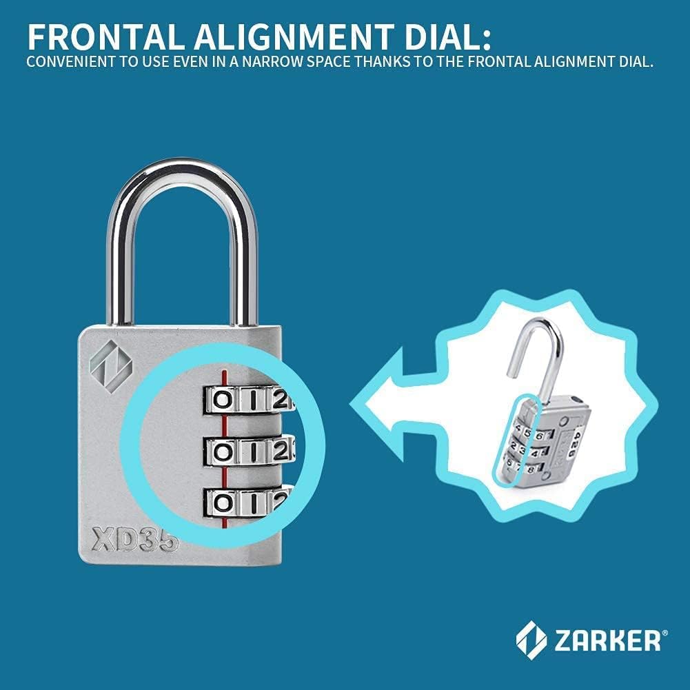 XD35 Combination Lock, 3-Digit Padlock for School Gym Sports LockerLock, Fence, Toolbox, Case, Hasp Storage (2-Pack, Emerald, Gray)