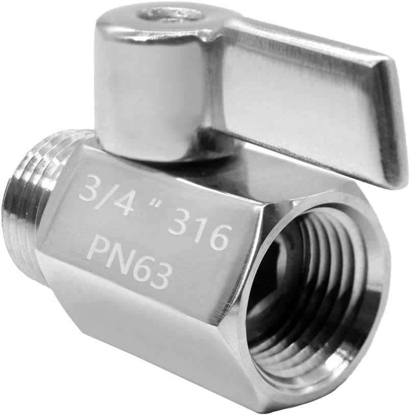 Beduan Mini Ball Valve Stainless Steel(316) 3/4" NPT Male x NPT Female Mini Ball Shutoff Valve(Pack of 2)