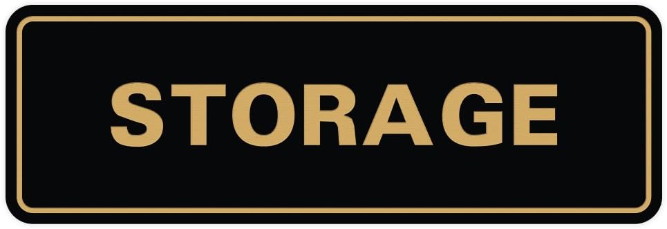Standard STORAGE Door/Wall Sign - Black/Gold - Medium (1 Pack)