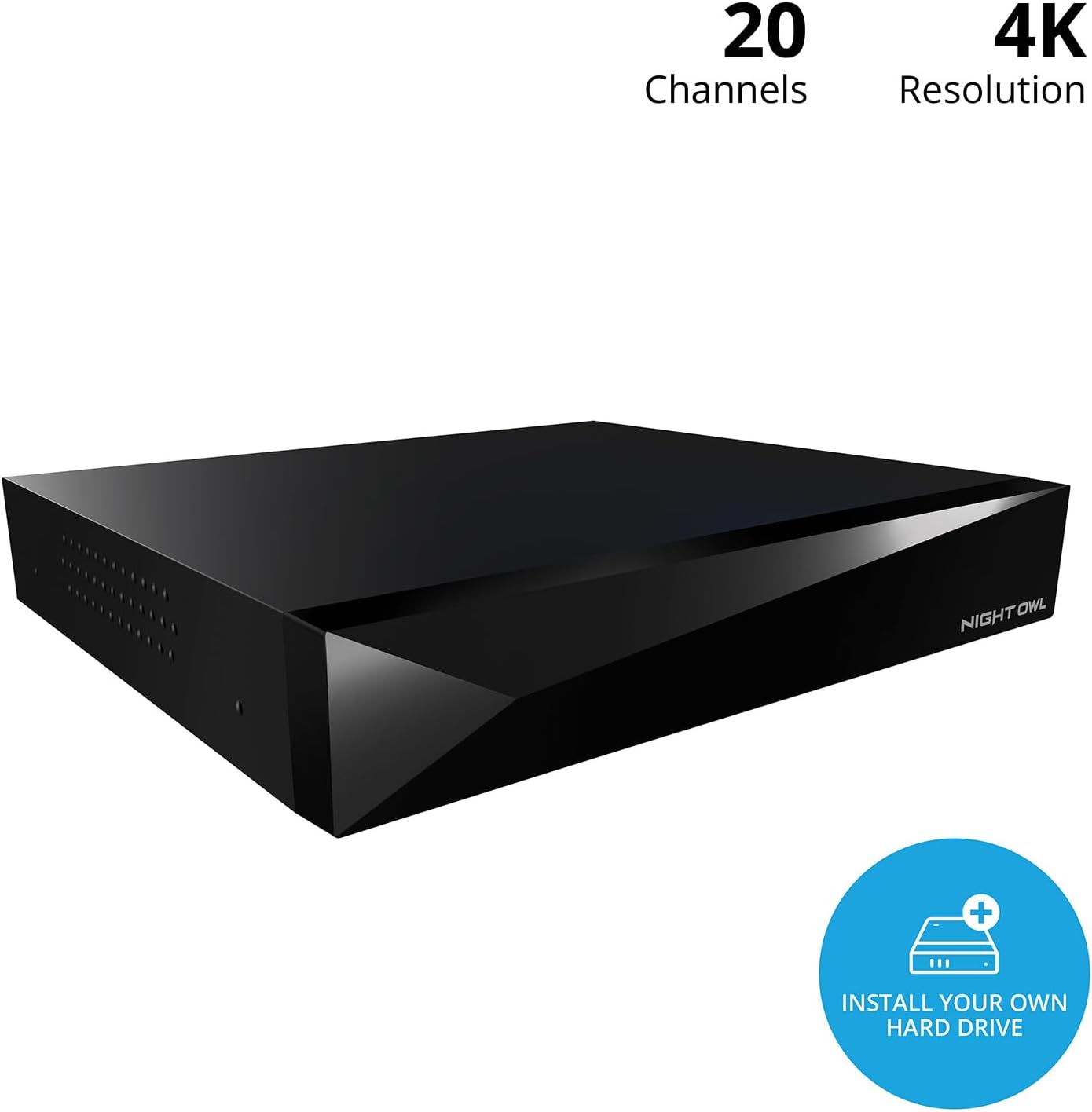Night Owl 2-Way Audio 20 Channel 4K Video Home Security DVR with Customizable Storage (Add up to 20 Total Cameras)