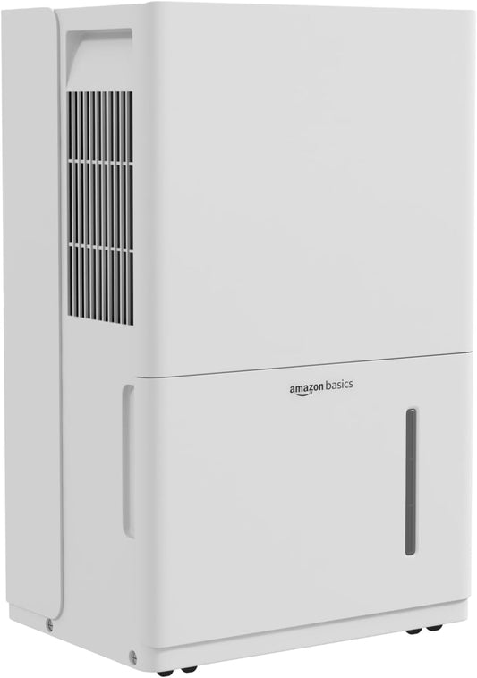 Amazon Basics Large Dehumidifier for Rooms, Energy Star Certified, Effectively Reduces Humidity, With Continuous Drain Pump, Timer, Auto-Defrost, Overflow Protection, up to 4000 SFT, 50 Pint, White