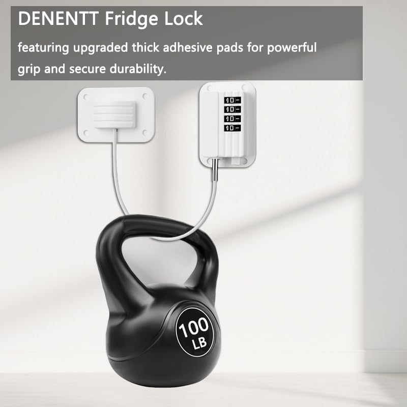 2 Pack Refrigerator Lock, Child Safety Cabinet Locks, with Combination Fridge Lock, for Fridge, Cabinets, Window, Drawers, Adhesive Installation, No Drilling Required(White)