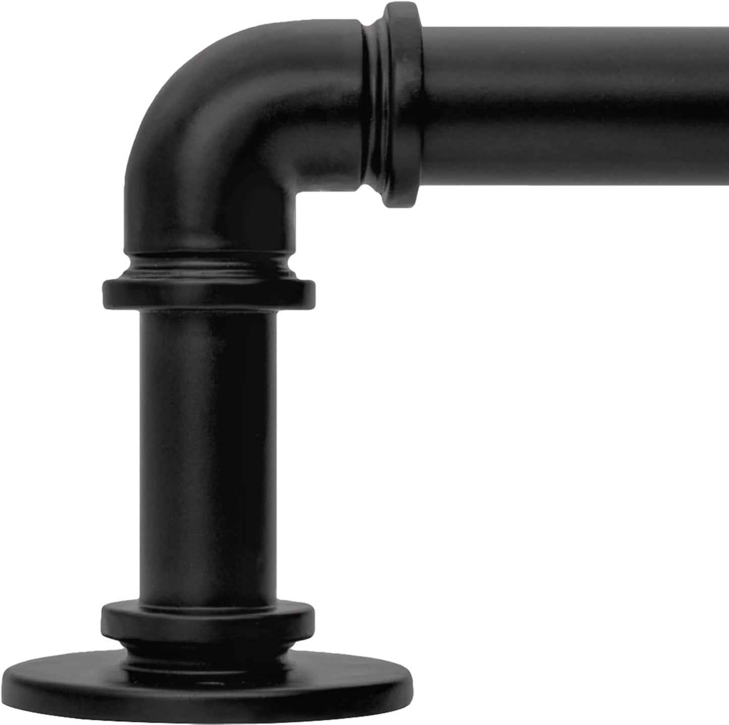 Black Curtain Rods 18 to 144 Inch, Industrial Curtain Rods,Adjustable Length,1 in Diameter Pipe,Wall or Ceiling Mounted,for Bedroom and Living Room(Black 18” to 144”)
