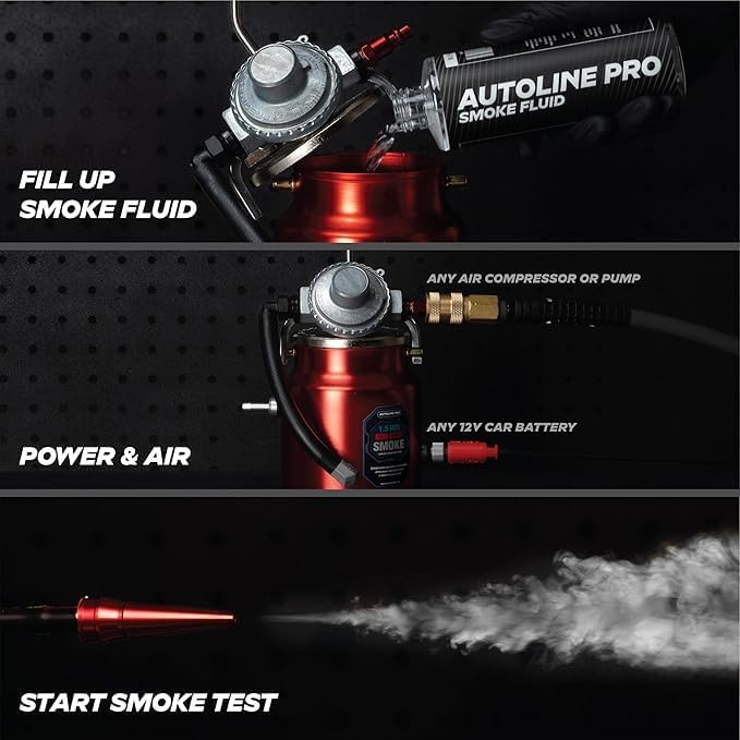 AutoLine Pro EVAP High Volume Smoke Machine Leak Tester – Shop Series - Automotive Tester for Vacuum Leak Detection - Car Machine with Best Ranked Smoke Fluid, Premium Cone & Gas Cap Adapter