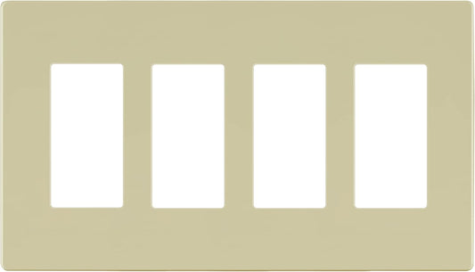 LIDER Matte Finish Decorator Switch Cover, Screwless Wall Plate, Mid-Size 4-Gang 4.88" x 8.58", Unbreakable Polycarbonate Thermoplastic, UL Listed, LSWP-34M-I, Ivory