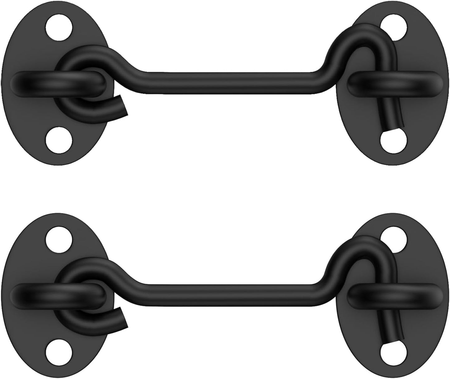 2 Pack Barn Door Latch Lock 6" Black Hook and Eye Latch with Screws, Rust-Resistant Metal Gate Latch for Window, Cabin Hooks, Sliding Door, Bathroom, Bedroom