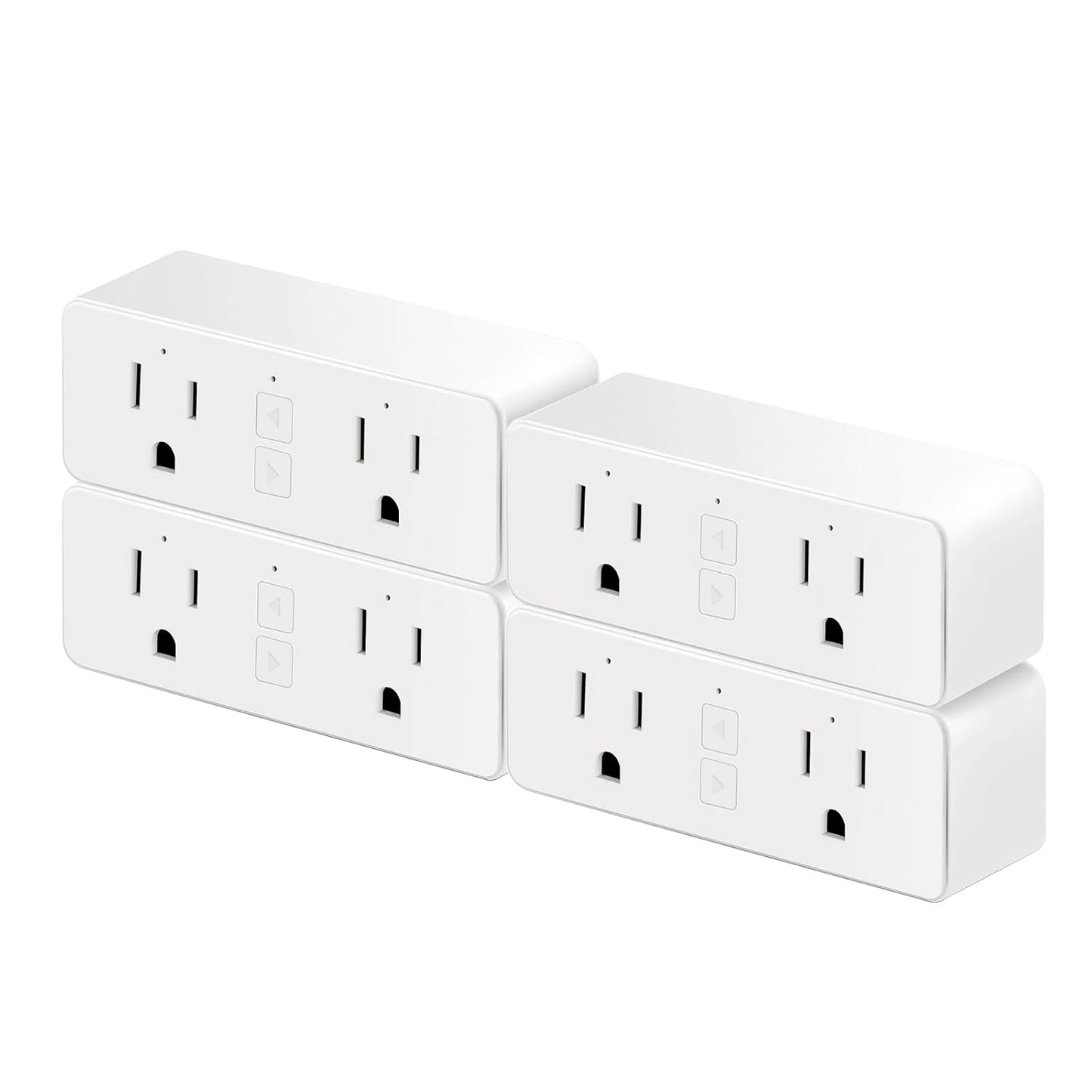 15A Dual Smart Plug, WiFi Outlet Extender, Smart Socket with Schedule&Timer, Bluetooth Outlets Compatible with Alexa and Google Assistant, ETL&FCC Certified, No Hub Required, 2.4G WiFi Only, 4-Pack