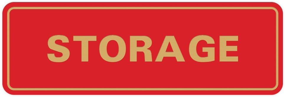 Standard STORAGE Door/Wall Sign - Red/Gold - Small (1 Pack)