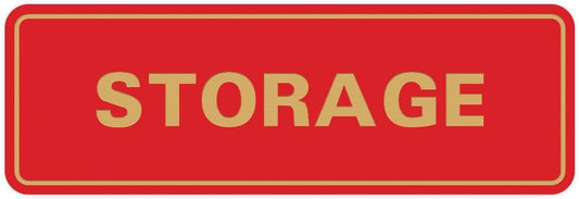 Standard STORAGE Door/Wall Sign - Red/Gold - Large (1 Pack)