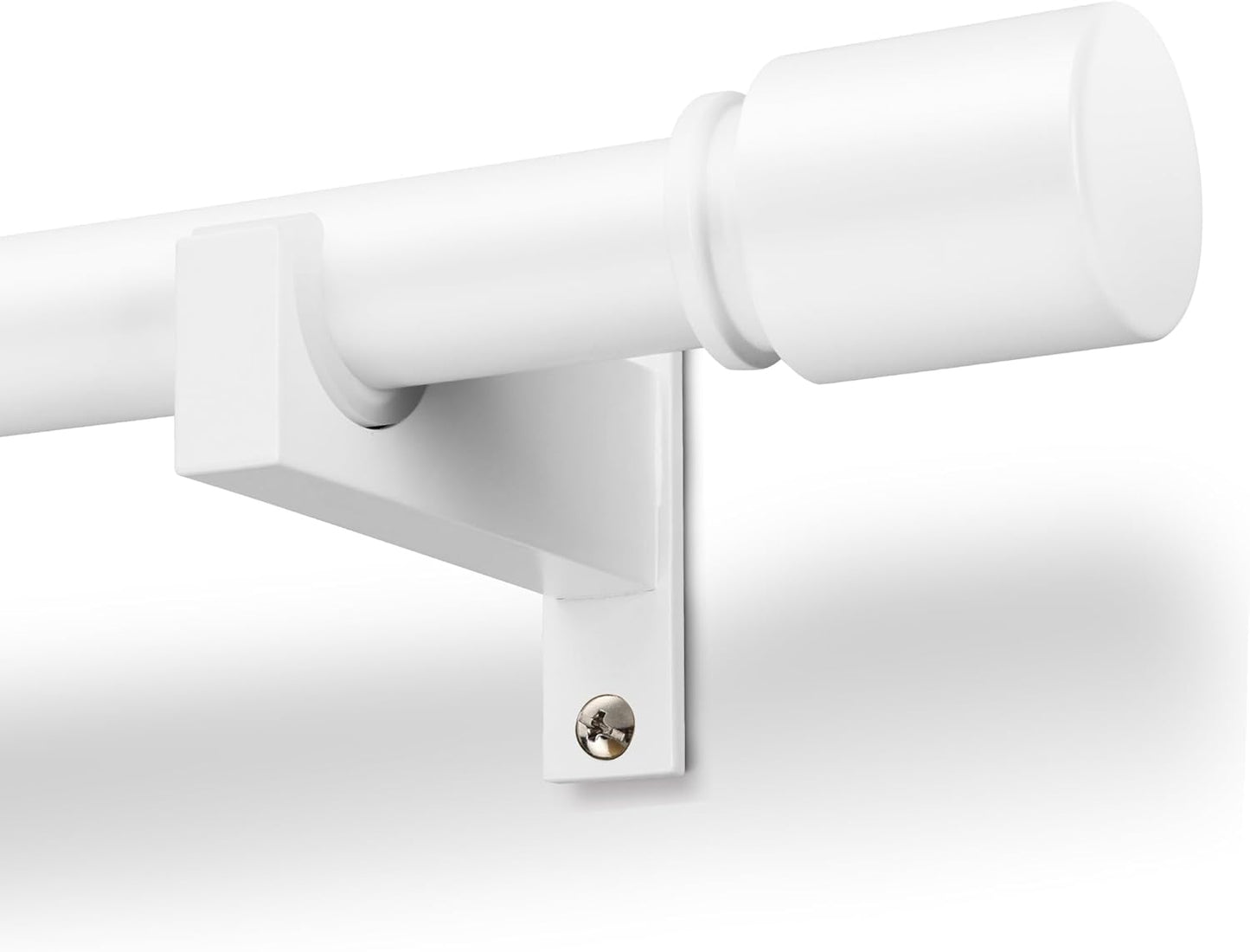 White Aluminium Curtain Rods for Windows,1 Inch Adjustable Curtain Rod 32 to 45 Inch,Heavy Duty Drapery Rods with Thicken Bracket,Modern Single Rod with Aluminium Finials