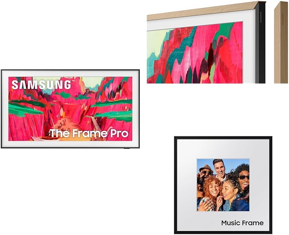 Samsung 85" The Frame Pro 4K Neo QLED Smart TV (2025) with Modern Teak Customizable Bezel & Music Frame Smart Speaker with Dolby Atmos