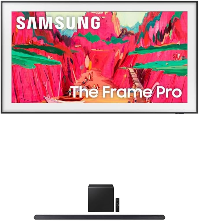 Samsung 65-Inch Class The Frame Pro LS03FW 4K Neo QLED Mini LED Smart TV (2025 Model) + SAMSUNG S800D 3.1.2ch Soundbar w/Wireless Dolby Atmos Audio, Ultra Slim Design, HW-S800D/ZA