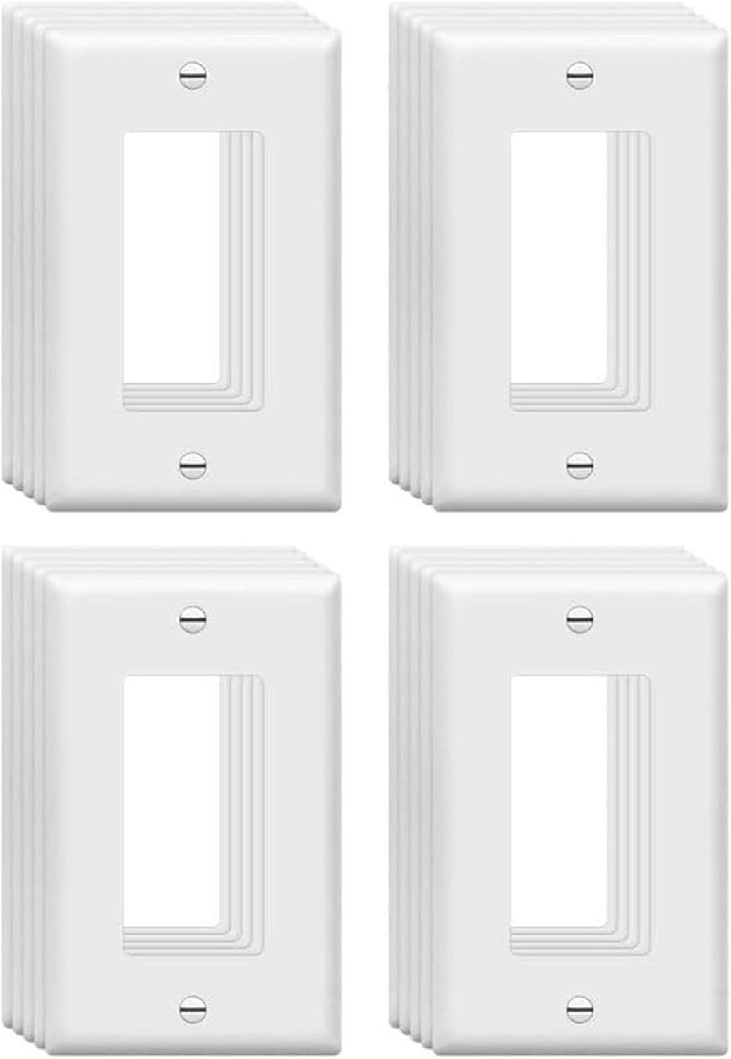 Mid-Size Decorator Wall Plates 1-Gang 4.89" x 3.12" Switch Outlet Electrical Cover Plate Unbreakable Thermoplastic Faceplate for Light Receptacle Outlet Switch, White (20 Pack)